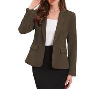 Allegra K Damen Business Casual Blazer Langärm mit Einem Knopf die Arbeit im Büro Anzugjacke Kaffee S