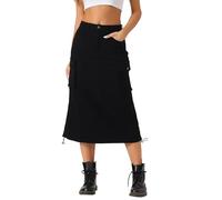 Allegra K Damen Cargo Midi Jeansrock