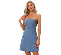 Allegra K Damen Cowgirl-Kleid, trägerlos, Jeans, Konzert-Outfits, Westernkleid, ärmellos, Denim-Kleider, Hell, blau, Groß