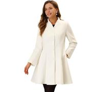 Allegra K Damen Einreihiger Mantel A Linie Mid-Long Peacoats Oberbekleidung Wintermäntel, Weiss/opulenter Garten, M