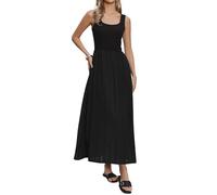 Allegra K Damen Elegant A-Lined Kleid mit Ärmelloses Eckigem Ausschnitt Lässiges Swing Sommer Kleid im Boho-Stil Schwarz M