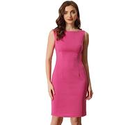 Allegra K Damen Freizeitkleider Armellos U-Boot Ausschnitt Lässig Elegant Büro Etuikleid Rosa 3XL