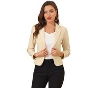 Allegra K Damen Gekerbter Kragen Offen Blazer Freizeit Jacke Büro Sakko Beige-Blumig M