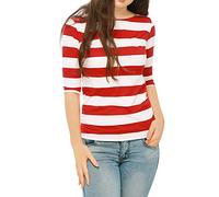 Allegra K Damen Gestreift Shirt Halbarm Geringelt Oberteil Streifen Bluse