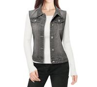 Allegra K Damen Jeansweste Ärmellos Knopfleiste Denim Rever Jacke Westen mit Taschen Graus L