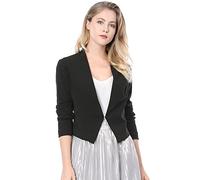 Allegra K Damen kragenlose Arbeiten büro Business Casual Cropped Blazer m (US 10) schwarz