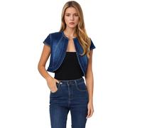 Allegra K Damen Kurz Jeansjacke Bolero Kurzarm Flügelärmeln Elegant Crop Denim Jacke Dunkel Blau S