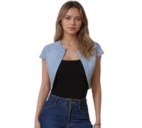 Allegra K Damen Kurz Jeansjacke Bolero Kurzarm Flügelärmeln Elegant Crop Denim Jacke Hell Blau S