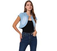 Allegra K Damen Kurz Jeansjacke Bolero Kurzarm Flügelärmeln Elegant Crop Denim Jacke Hellblau S
