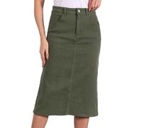 Allegra K Damen Lässiger Jeansrock Dehnbare Midi Denim Röcke mit Hoher Taille Armeegrün S