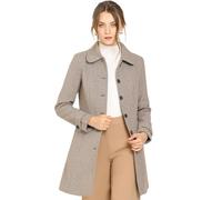 Allegra K Damen Langarm Bubikragen Einreiher Streifen Trenchcoat Mantel Braun S