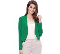 Allegra K Damen Langarm Offen Asymmetrisch Crop Blazer Jacke Grün XS