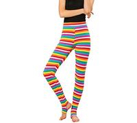 Allegra K Damen Legging Steigbügel Hose Elastisches Hosenbund Stirrup Trousers Jogginghose Mehrfarbig Streifen L