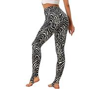 Allegra K Damen Legging Steigbügel Hose Elastisches Hosenbund Stirrup Trousers Jogginghose Schwarz Zebra S