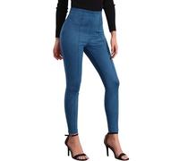 Allegra K Damen-Leggings aus Wildlederimitat, hohe Taille, Stretch, lässig, Kunstlederhose für Damen, Dunkelblau, X-Groß