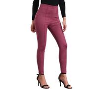 Allegra K Damen-Leggings aus Wildlederimitat, hohe Taille, Stretch, lässig, Kunstlederhose für Damen, Dunkelrot, X-Groß