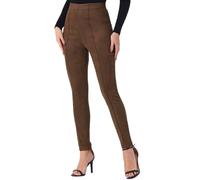 Allegra K Damen-Leggings aus Wildlederimitat, hohe Taille, Stretch, lässig, Kunstlederhose für Damen, Kaffee, S