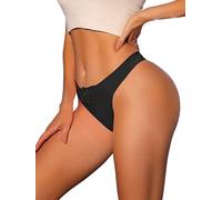 Allegra K Damen Low Rise Satin Bikini Höschen Elastische Spitze Taille Tangas Unterwäsche Schwarz M