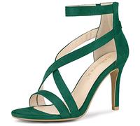 Allegra K Damen Reißverschluss Knöchelriemen Stiletto Absatz Sandalen SmaragdgrüN 39