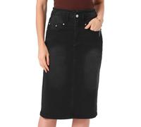 Allegra K Damen Rock Midi Rückenschlitz Jeansrock | LässigDehnbar Hochtailliert Figurbetont Jeansröcke