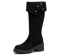 Allegra K Damen Rutschfeste Stiefeletten Blockabsatz über Knie | Atmungsaktive Langlebige Laufsohle Warme Bequeme Passform Schnee Matsch Schutz Hintere Höhe 2.76 Zoll