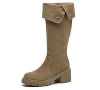 Allegra K Damen Rutschfeste Stiefeletten Blockabsatz über Knie | Atmungsaktive Langlebige Laufsohle Warme Bequeme Passform Schnee Matsch Schutz Hintere Höhe 2.76 Zoll