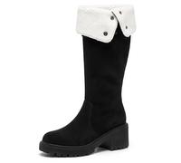 Allegra K Damen Rutschfeste Stiefeletten Blockabsatz über Knie | Atmungsaktive Langlebige Laufsohle Warme Bequeme Passform Schnee Matsch Schutz Hintere Höhe 2.76 Zoll