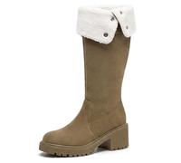 Allegra K Damen Rutschfeste Stiefeletten Blockabsatz über Knie | Atmungsaktive Langlebige Laufsohle Warme Bequeme Passform Schnee Matsch Schutz Hintere Höhe 2.76 Zoll