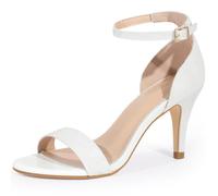 Allegra K Damen-Sandalen Glitzer-Knöchelriemen und Stiletto-Absatz Weiß 37