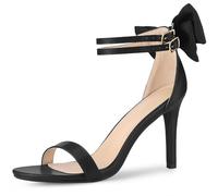 Allegra K Damen-Sandalen mit Schleife hinten, Knöchelriemen, Stiletto-Absatz Schwarz 36