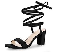 Allegra K Damen-Schnürsandalen mit dicken Absätzen Schwarz 40