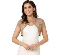 Allegra K Damen Sommer Spitze Bolero Strickjacke Kurzarm Hochzeit Leicht Elegante Festlich Jäckchen für Abendkleid Khaki S