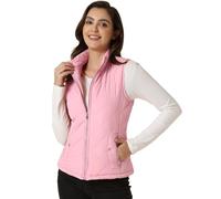 Allegra K Damen Stehkragen Reißverschluss Vorne Gesteppt Gepolsterte Weste- Gr. XL / 48, Pink