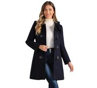 Allegra K Damen Wintermantel Mitte Oberschenkel Kapuze Toggle Duffle Long Coat, Dunkelblau, XS