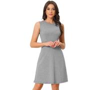 Allegra K Kariertes Tweed-Kleid für Damen, ärmellose, eng anliegende Arbeitskleider mit HahnentrittmusterSchwarzer Hahnentritt M