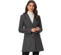 Allegra K Lange Winterjacke für Damen, einreihiger langer Mantel, Cabanjacke, grau dunkel, XL