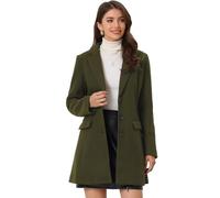 Allegra K Lange Winterjacke für Damen, einreihiger langer Mantel, Cabanjacke, Olivgrün, XL