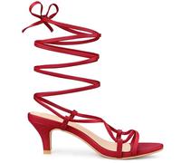 Allegra K Riemchen-Schnürsandalen mit Kitten-Heels für Damen rot 37