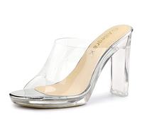 Allegra K Transparente Plateau-Sandalen mit Blockabsatz für Damen Silber 41
