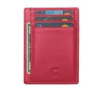 ALLEN & MATE Leder-Kartenetui, schmales Portemonnaie, RFID-blockierendes minimalistisches Portemonnaie, Kreditkartenetui, für Karten und Banknoten (Red Edition)