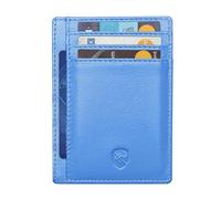ALLEN & MATE Leder-Kartenetui, schmales Portemonnaie, RFID-blockierendes minimalistisches Portemonnaie, Kreditkartenetui, für Karten und Banknoten (Blue Edition)