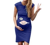 Allence Damen Schwangerschafts Kleid mit Kurzarm Freizeit Nachtkleid Lustig Baby Drucken Umstandskleid Sommer Mutterschaft Mode Umstandsmode Shirtkleid Mini Sommerkleid S-XXL