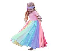 Allence Kinder Mädchen Kleid Regenbogen Kleid Patchwork Prinzessin Kleid Pageant Birthday Party Kleider Tüll Prinzessin Kleid Spitzenkleid Kleidung