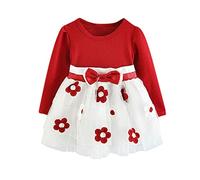 Allence Kleider für Mädchen Kinder Baby Mädchen Langarm Blumen Blumen Prinzessin Kleid T-Shirt Kleidung Set Kinder Kleider Mädchen Blume T-Shirt