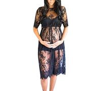 Allence Schwangere Frauen Wimpern Spitze Kurze Ärmel Kleid Schwangere Frauen Foto-Shooting Kleid