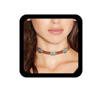 Allereya Böhmen Türkis Leder Halsband Halskette Braun Wildleder Halskette Vintage Türkis Perlenkette Authentische Native American Halskette Kette Schmuck für Frauen und Mädchen