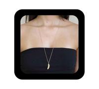 Allereya Boho Feder Anhänger Halskette Gold Lange Halskette Boho Y Halskette Kette Vintage Freiheit Feder Halskette Kette Schmuck für Frauen und Mädchen