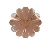 Allereya Vintage Geschichtete Quadratische Anhänger Halskette Gehämmert Quadratische Halskette Hohle Quadratische Choker Halskette Gold Klobige Kette Halskette Schmuck Für Frauen Und Mädchen (gold)