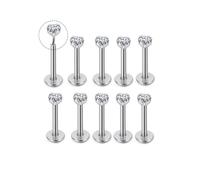 AllerPierce Cz Ohrstecker 10 stücke 16ga Edelstahl Nasenpiercing Stecker Silber 8mm Gewindeloses Einschieben Ohrringe Studs Conch Tragus Helix Piercing Schmuck Set