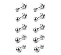 AllerPierce Kugel Ohrstecker 10 Stücke Edelstahl Ohrstecker Set 3-8mm Studs Perlen Ohrringe Knorpel Ohr Piercing Unisex Ohrschmuck Silber Gold Schwarz Rosegold